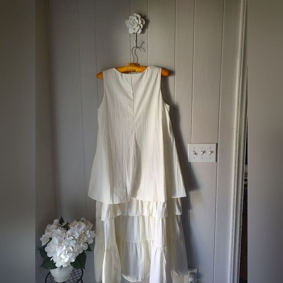 Boho Cream White Sleeveless Maxi Dress Size Large - Picture 3 of 7
